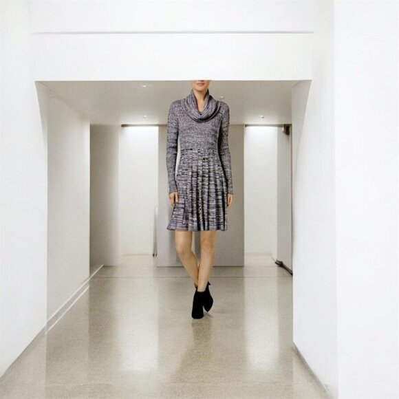 Calvin Klein Sweater Dress (Color: Black/White - Size: Large) - Picture 3 of 7